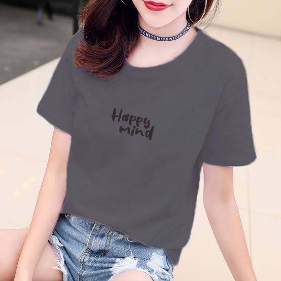 YOURSTYLE1119 - KAOS HAPPY MIND BAJU KAOS WANITA DISTRO UNISEX OVERSIZE JUMBO KEKINIAN TERLARIS