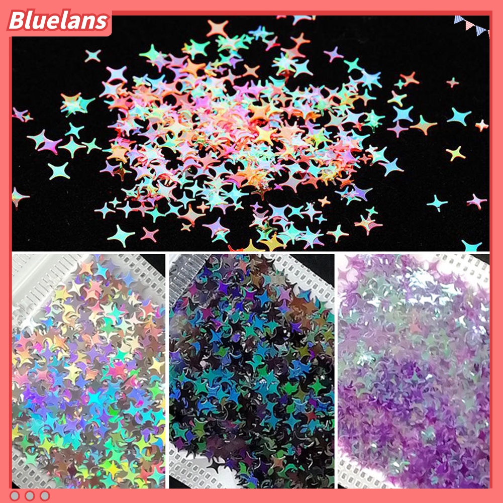 Bluelans Payet Glitter Bentuk Salib / Bintang / Kepingan Salju Untuk Dekorasi Nail Art 3D