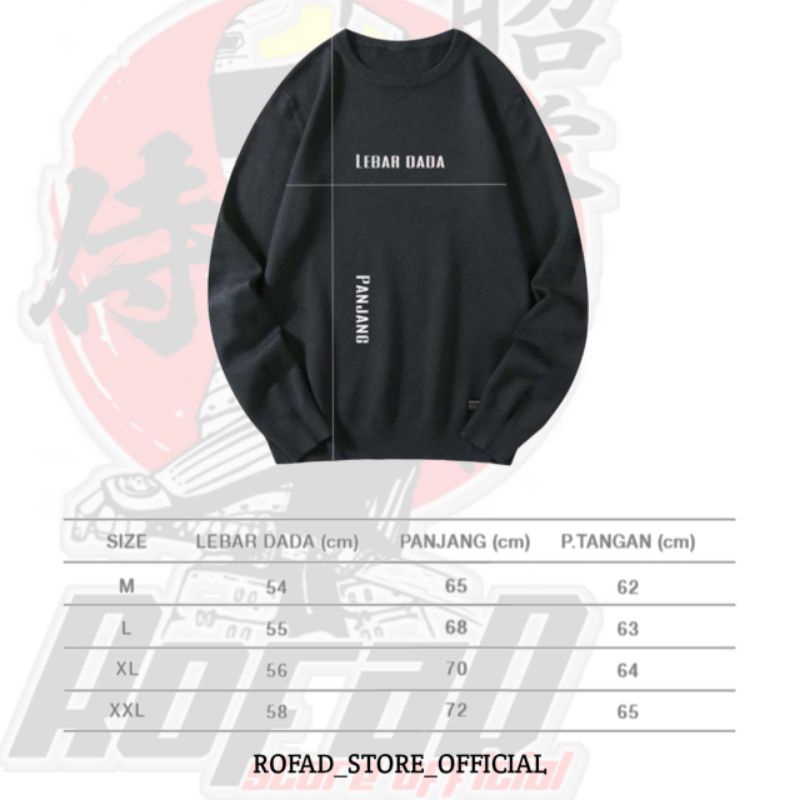 Rofad_Store - Crewneck Pria Wanita Hitam Sweater Hoodie Switer Korean Style Bahan Fleece Jaket terbaru