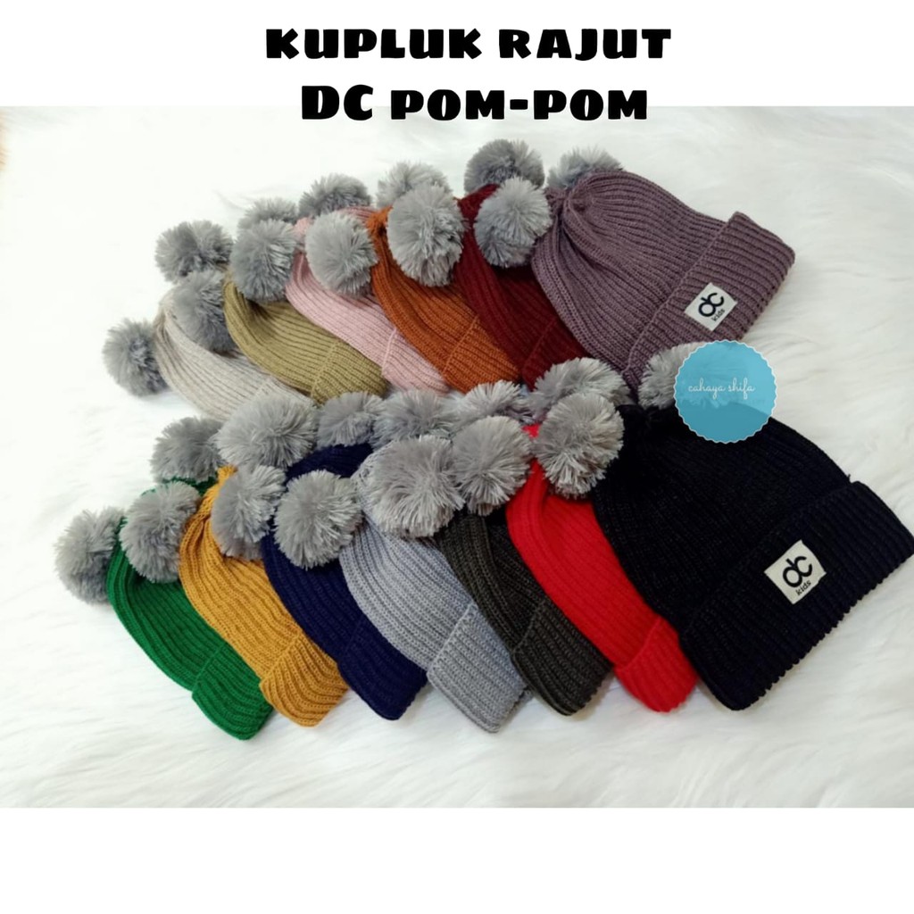 TOPI RAJUT ANAK POMPOM KUPLUK BAYI POMPOM PREMIUM