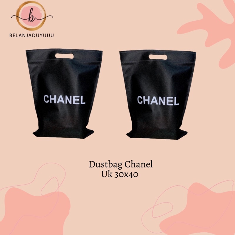 Dustbag Chanel Hitam 30 x 40 cm Sarung Tas Gucci Penyimpanan Fashion Anti Debu