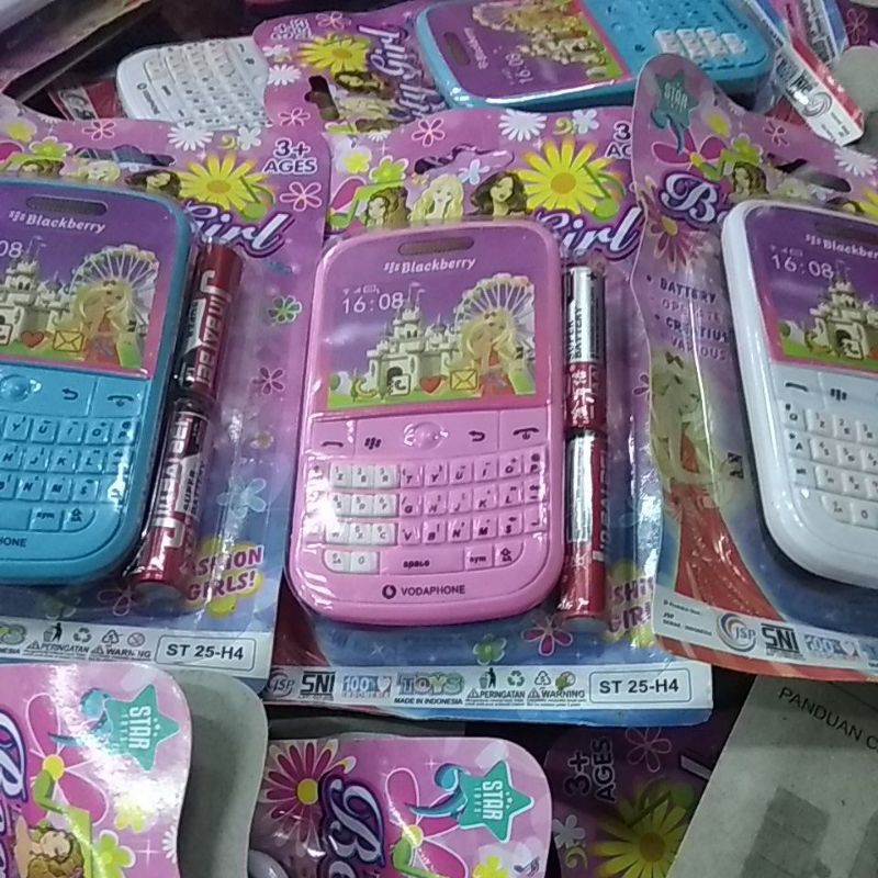 OMAH DOLANAN_MAINAN ANAK HP BLACKBERRY/MAINAN ANAK HANDPHONE MUSIC LENGKAP DENGAN BATERAI