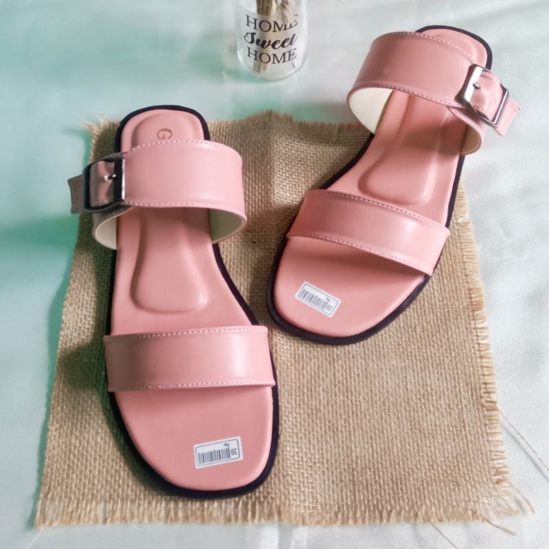 SANDAL WANITA DOUBLE STRAP TERBARU AF.01 ASLI REAL PICT