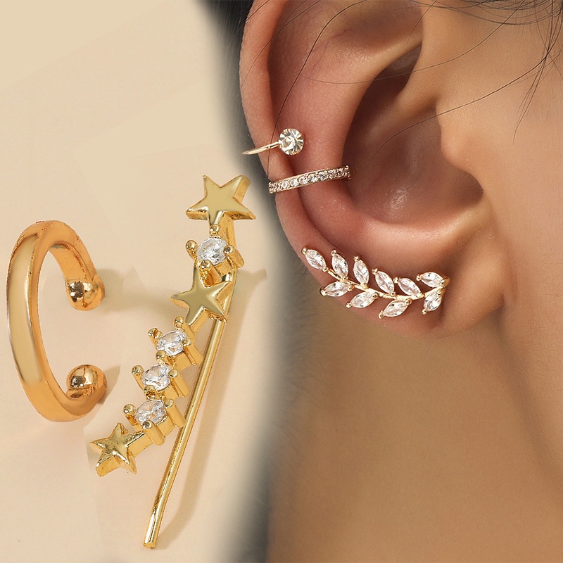 Women Elegant Ear Clips/Ladies Bohemia Rhinestone Statement Earrings / Korean INS Simple Style Wedding Party Ear Jewelry