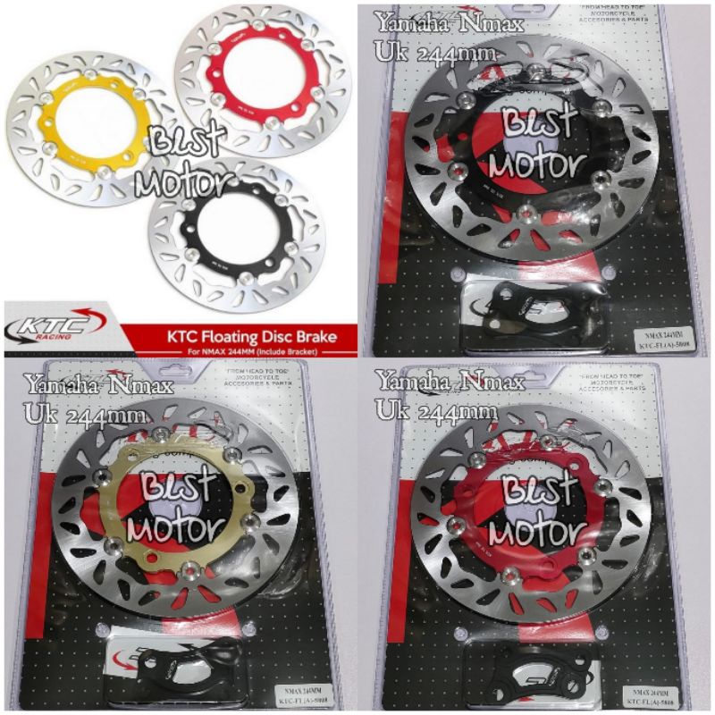 Piringan Cakram Depan KTC Floating Yamaha Nmax ukuran 244mm plus breket Full CNC