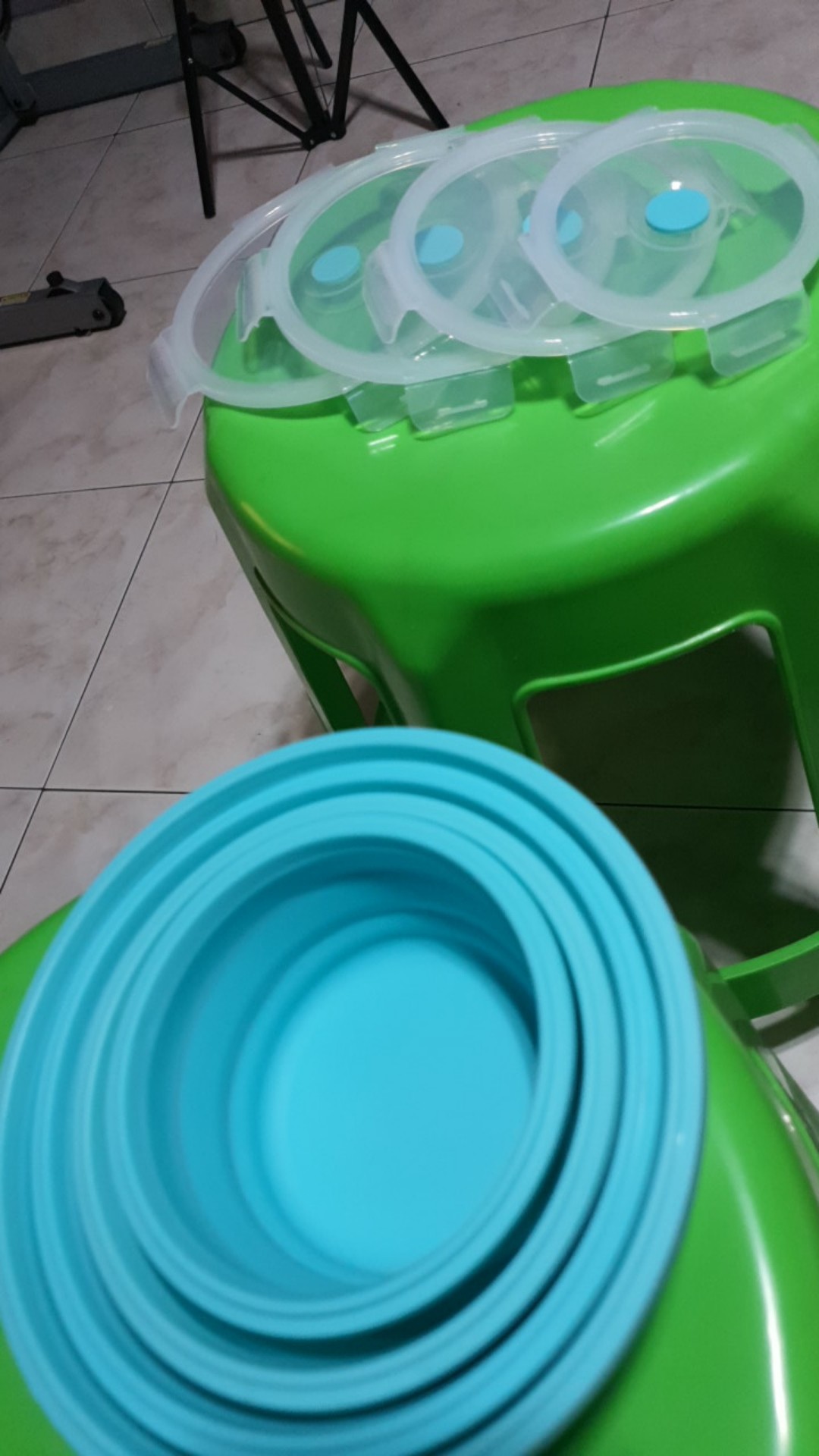 1 Set (4pcs) Kotak Makan Lipat Silikon (foldable Silicon Food Container) Bpa Free Food Grade