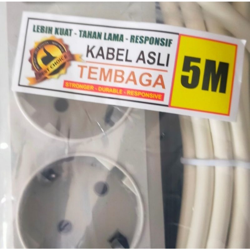 Stop Kontak Arde 3Lb + Kabel Tembaga 5 Meter AIRAM (Standar SNI)