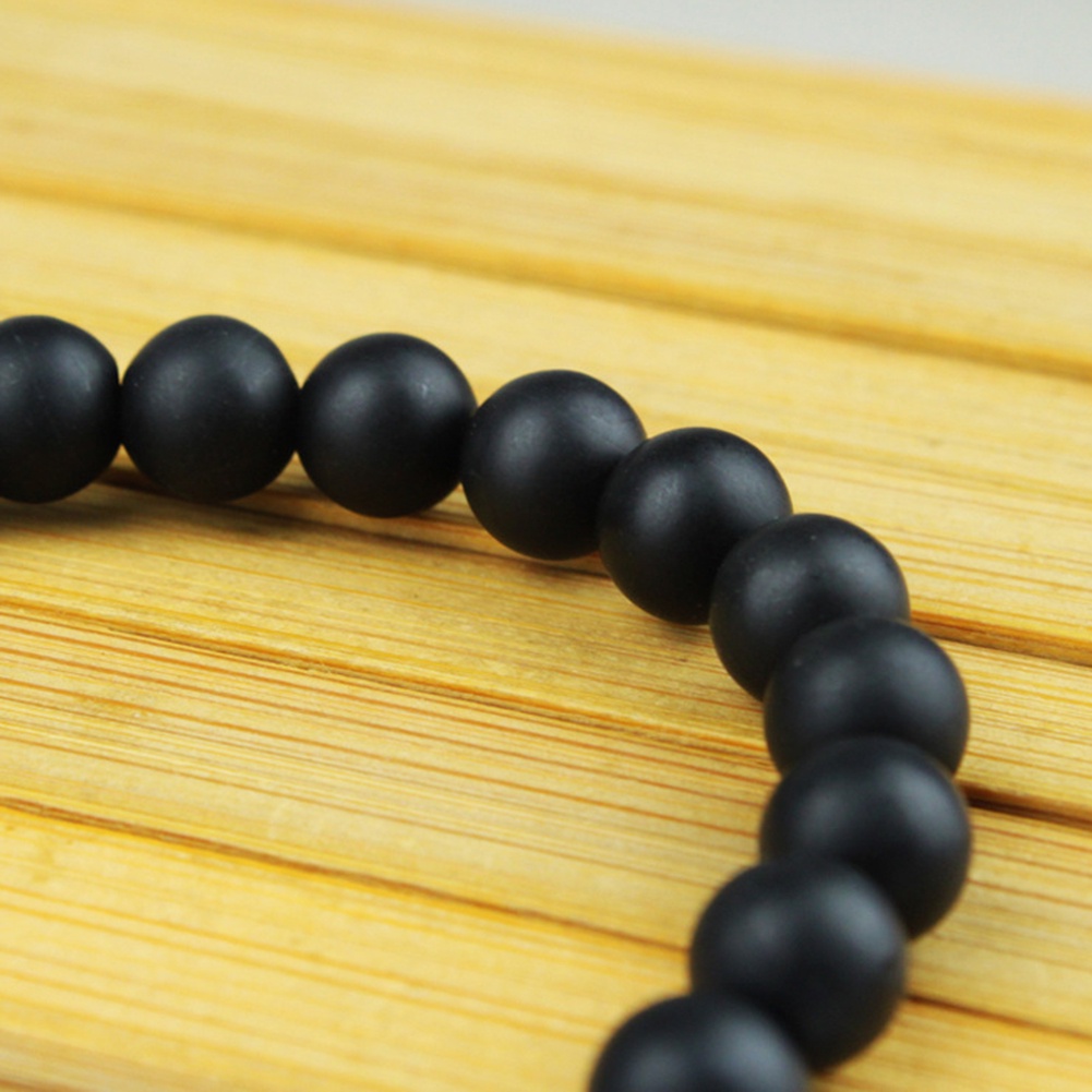 Hu Hu Hu Hu Hu Alat Bantu Pasang Kacamata♡ Gelang Manik-Manik Batu Hitam Minimalis Ukuran 8 / 10mm Untuk Pria / Wanita