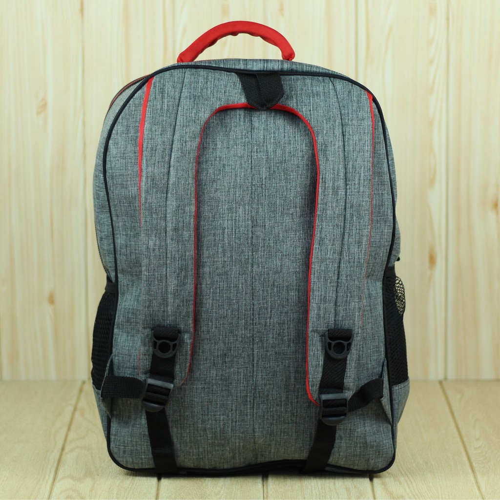 Tas Ransel Polo Dua Kotak Warna Abu Back Pack Pria Sekolah Kuliah Kece