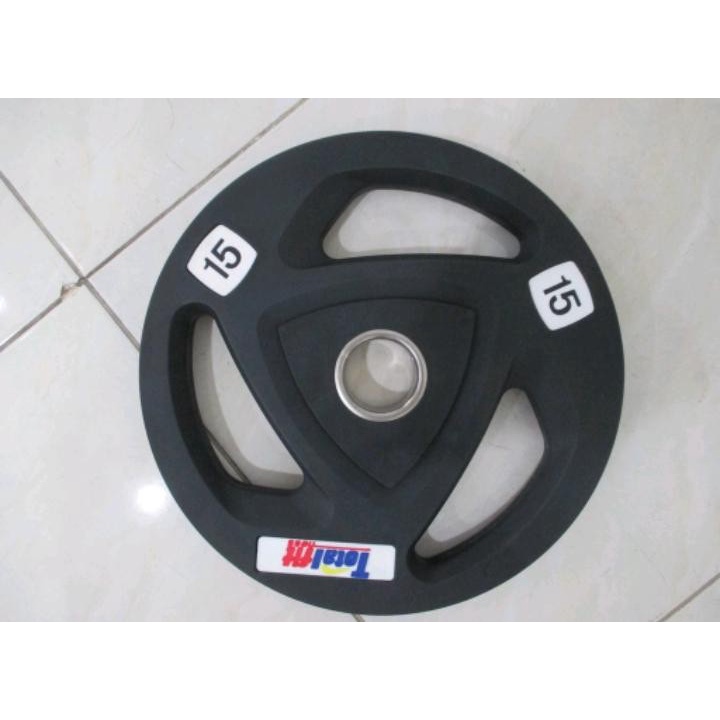 TOTAL HEALTH GYM - New Alat Olahraga Fitness Sport Gym Latihan Angkat Beban Rubber Plate Plat Beban Lapisan Karet 15 Kg Total Fitness