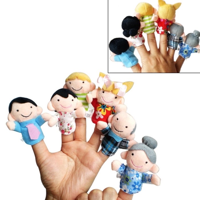 TokoPapin Boneka jari tangan keluarga finger puppet family isi 6 pcs mainan hand puppet lucu bahan kain