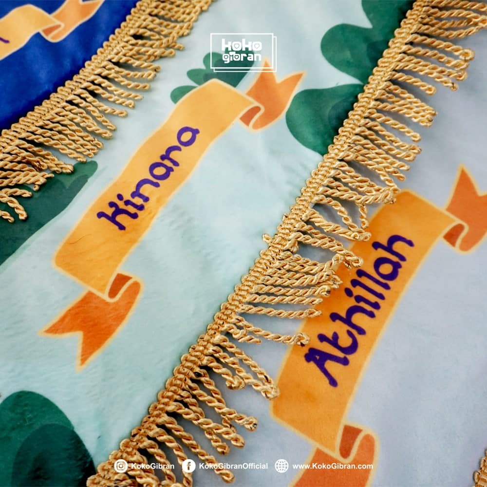 Sajadah Custom Nama -Sejadah Nama - Sajadah Anak Perempuan - Sajadah Anak Karakter - Sajadah Printing Koko Gibran-7