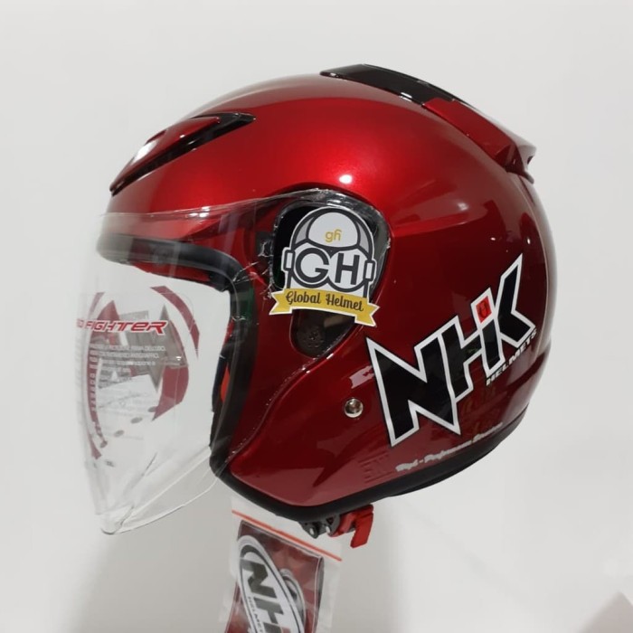 HELM NHK HALF FACE NHK R6 NHK R 6 SOLID MERAH MAROON NHK R6 POLOS - M