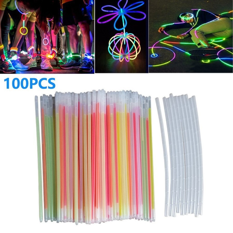 Isi 100 Pcs Glow Stick Stik Fosfor Glow In The Dark Gelang Pesta