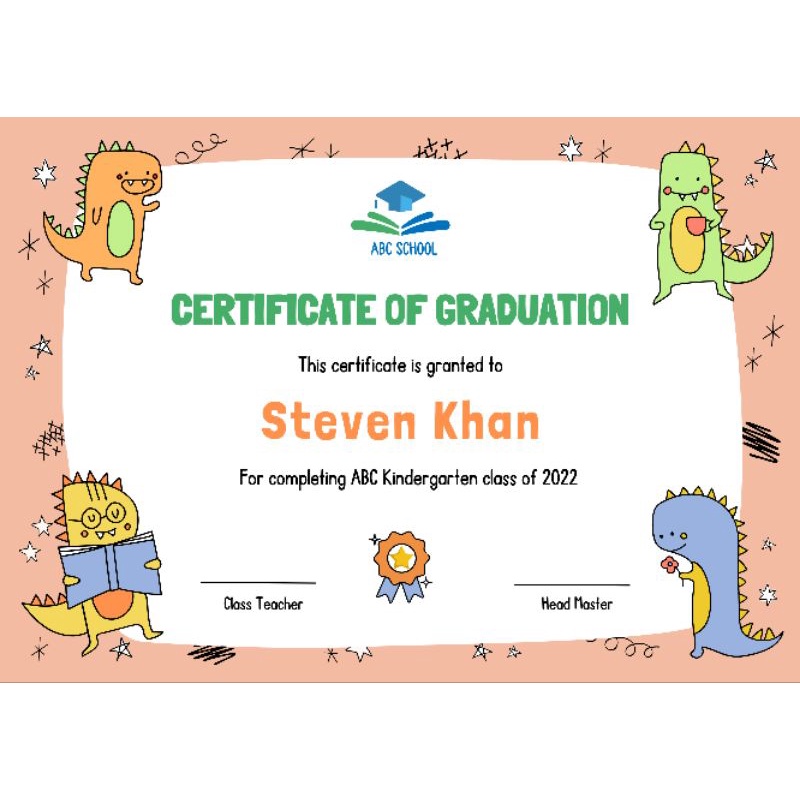 

Sertifikat / Piagam costum sesuai template (kids series)