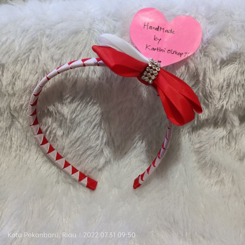 Bando Merah Putih Pita Grossgrain/ Produk Handmade