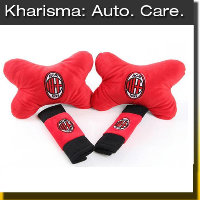 Car Set Aksesoris Interior Bola Bantal Mobil AC Milan 2 in 1 (CS2)