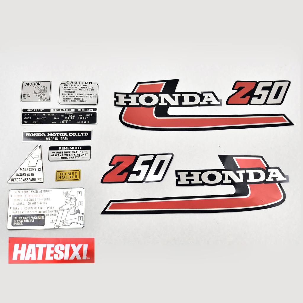 Sticker Decal Honda Z50 1976 Hatesix