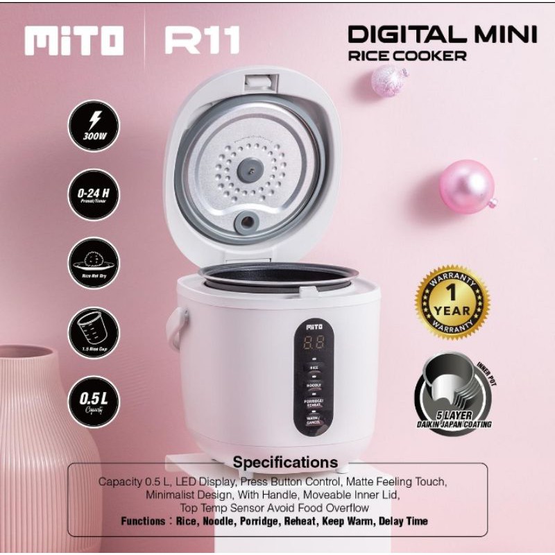 Mito R11 Rice Cooker Digital Mini 0.5 Liter