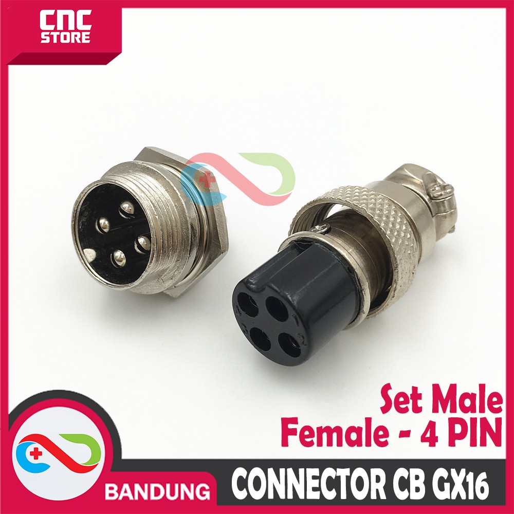 AVIATION PLUG CONNECTOR CB GX16 16MM SET MALE FEMALE - 4 PIN