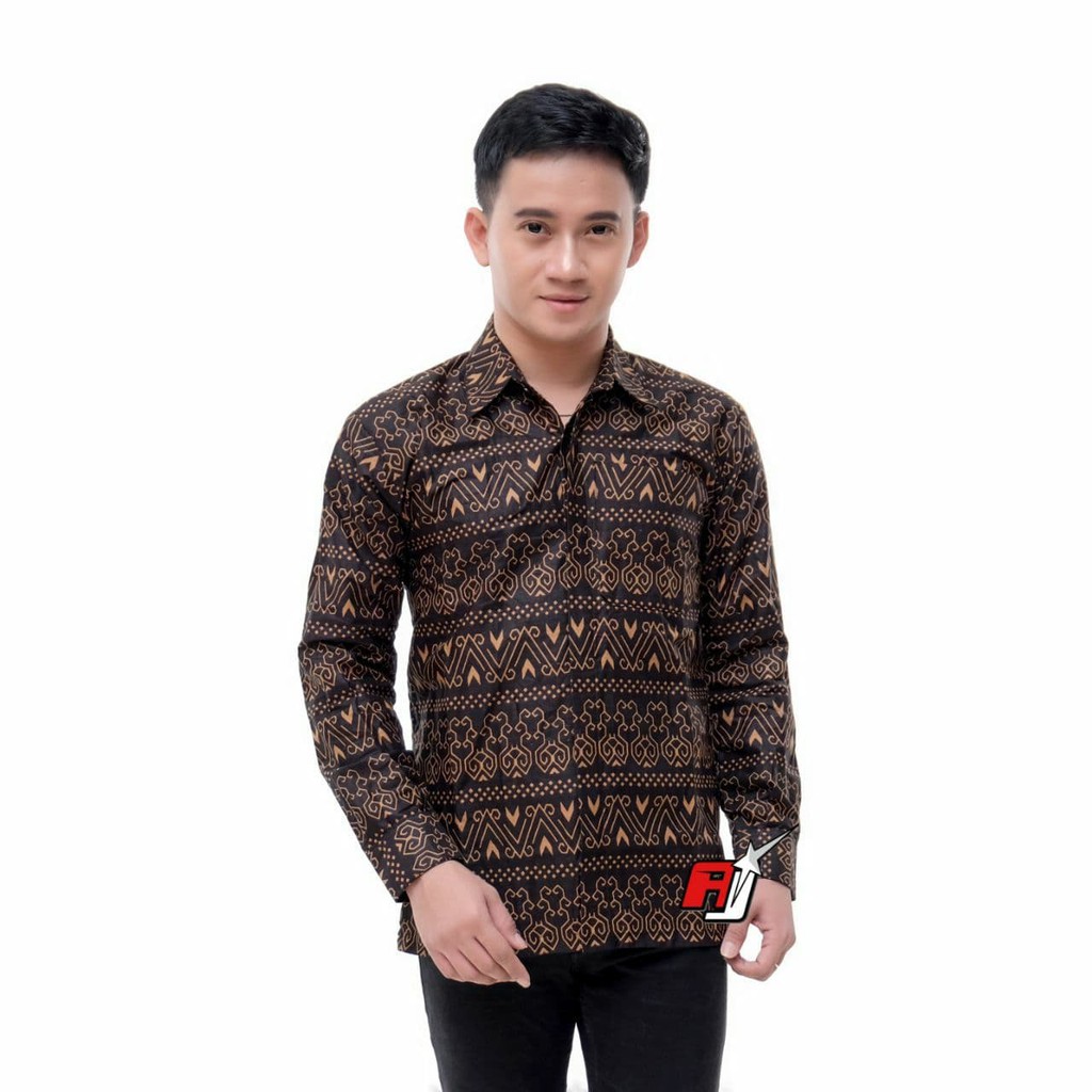 Baju Batik Pria Modern Kemeja batik Pria Lengan Panjang Reguler fit