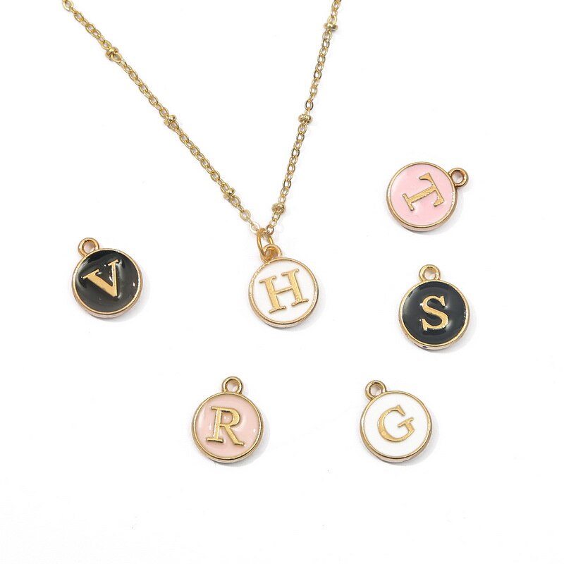 Beadia 10Pcs Q-Z Letter Charms Enamel Charms Alphabet Huruf Inisial Handmade Liontin Untuk Membuat Perhiasan
