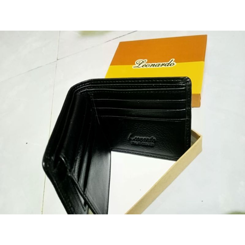 Dompet Lipat Pria LEONARDO 100% Kulit Asli Kualitas unggul BARU