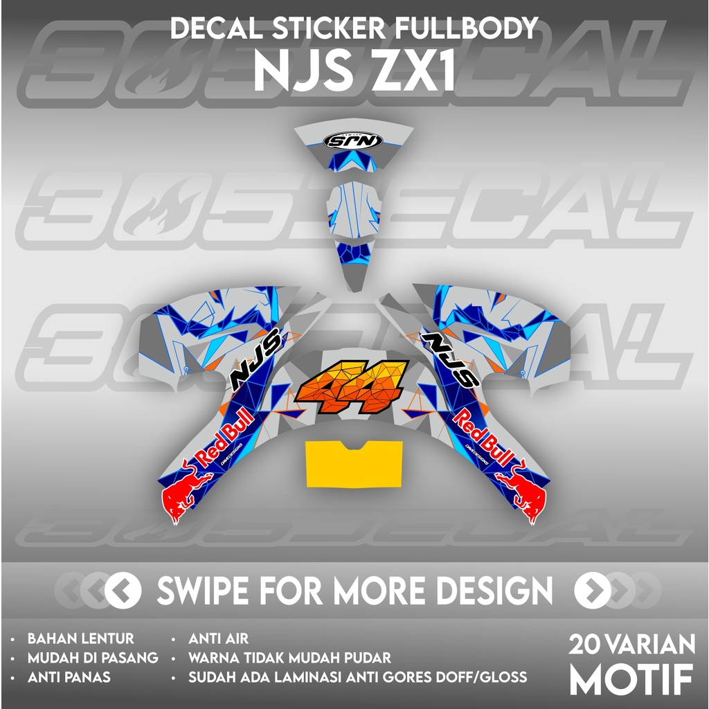 Sticker decal helm NJS ZX1 motif pol espagaro decal helm decal sticker
