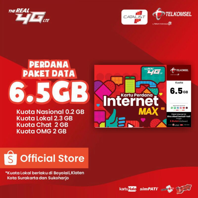 Perdana Kuota  6.5GB Telkomsel