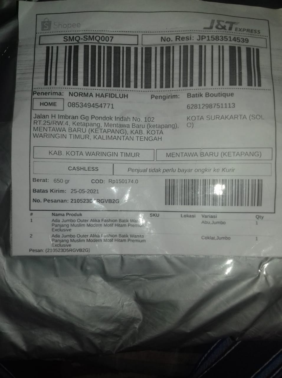 Ada Jumbo Outer Alika Fashion Batik Wanita Panjang Muslim Modern Motif Hitam Premium Exclusive