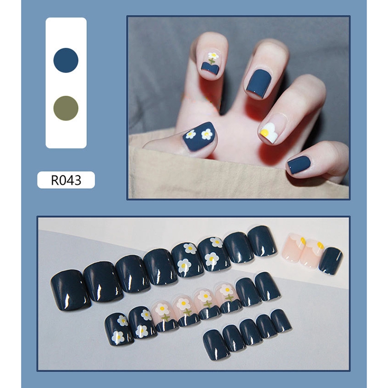 R041-r060 24pcs / box Kuku Palsu Full Cover Untuk Nail Art