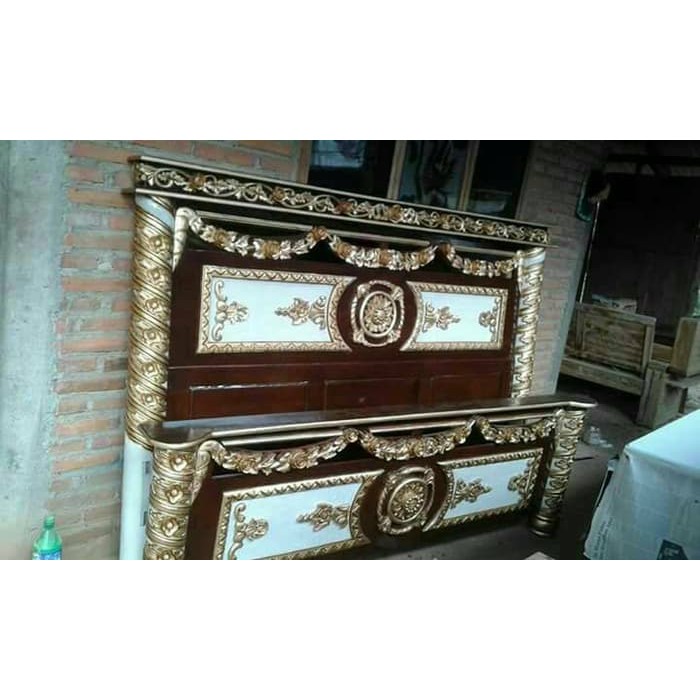 dipan tempat tidur mawar slendang ukir jati, furniture mebel jepara