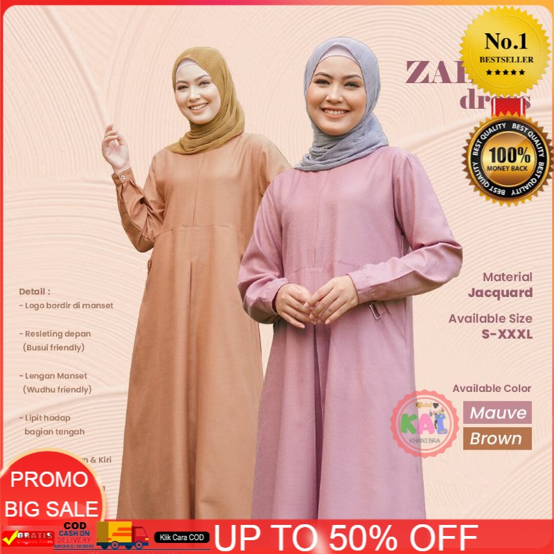 BAJU GAMIS TERBARU 2021/ BAJU MYSURE / SERAGAMANBAJU PENGAJIAN Gamis wanita syari ZAHRA dress polos 