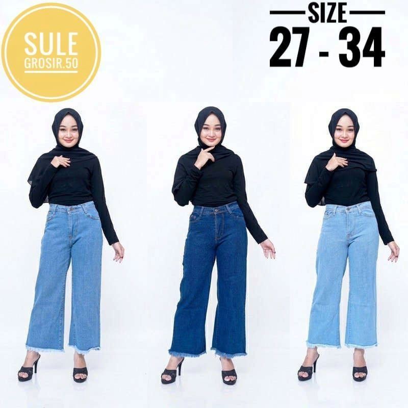 CELANA KULOT JEANS RAWIS WANITA TEBAL PREMIUM