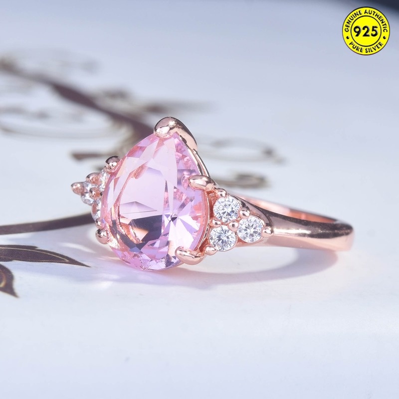 Cincin Berlian Warna Rose Gold Model Water Drop Pear