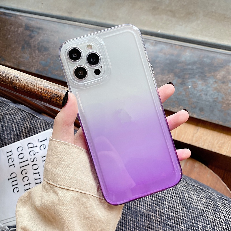 Case Transparan Gradasi Untuk IPhone 11 12 13 Pro MAX X XS MAX 7 8 Plus Se20