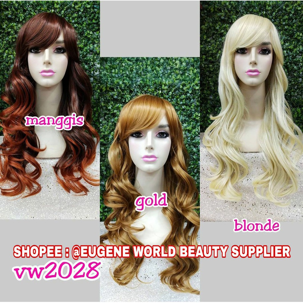 RAMBUT PALSU WIG WANITA PANJANG CURLY WAVE KERITING NATURAL PONI SAMPING RAMBUT ASLI WIG KOREA 2028