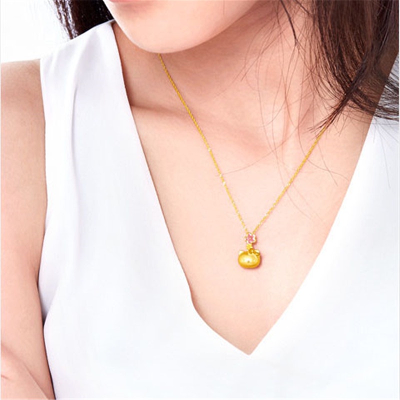 [Ready Stock]Fashion Hellokitty Cartoon Gold-Plated Pendant Cute Necklace