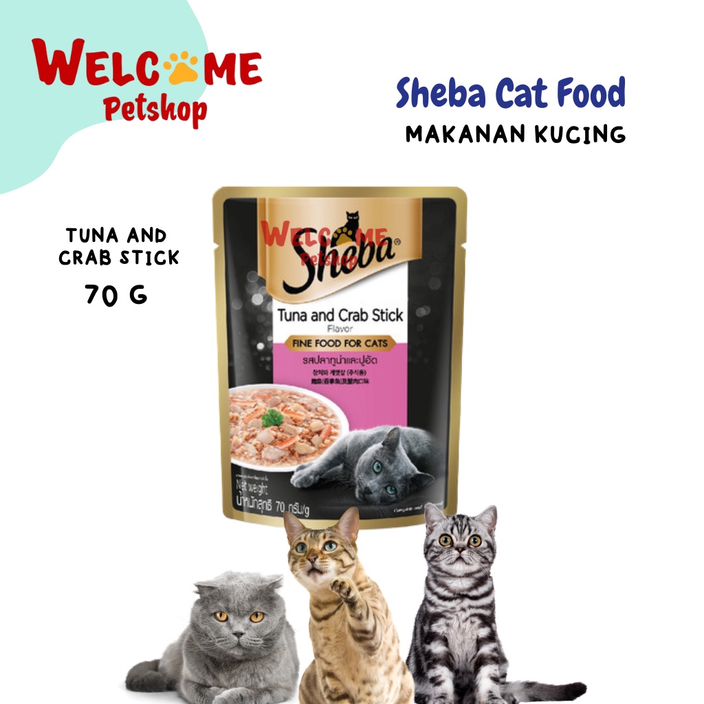 Sheba Pouch 70gr Adult Tuna Crabstick Wet Food Makanan Basah Kucing