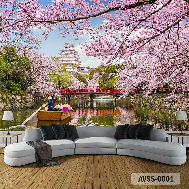 WALLPAPER DINDING BUNGA SAKURA 3D WALLPAPER DINDING 3D WALLPAPER CUSTOM 3D BUNGA SAKURA