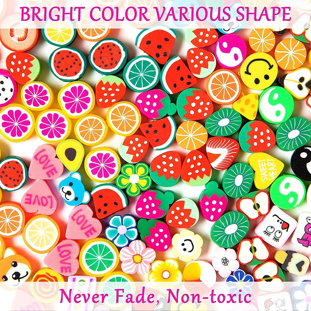 100Pcs Mixed Color Fruit Soft Ceramic Sliced Loose Beads For DIY Bracelets Necklace Making