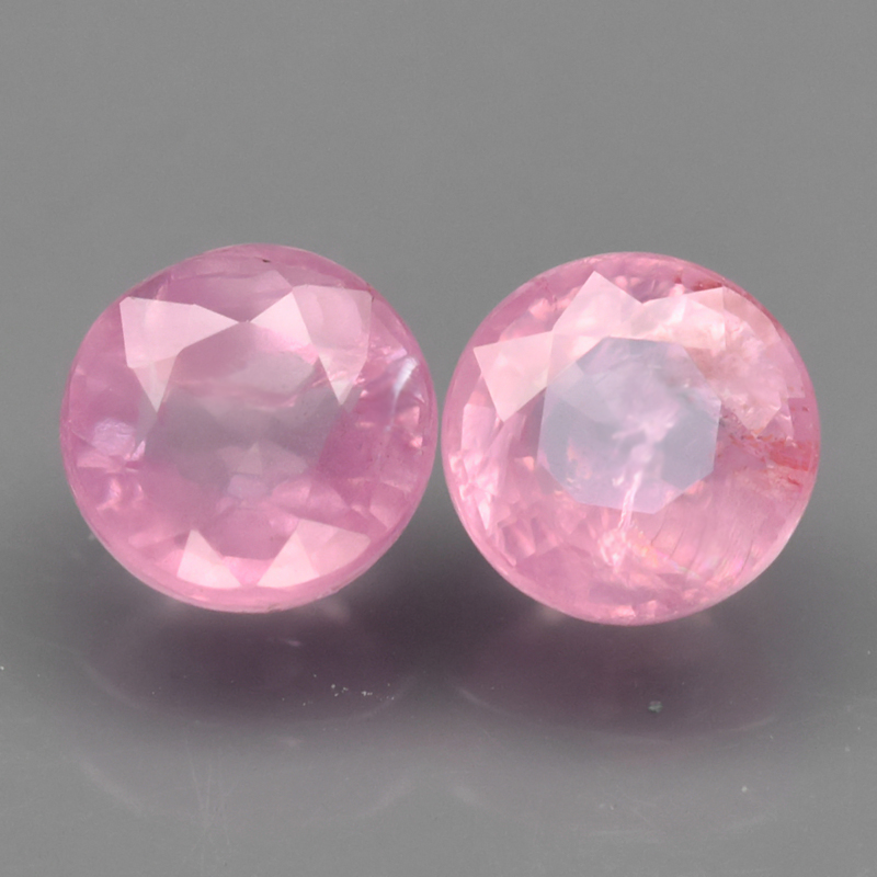 Matching Pair 1.17ct tcw 4.7mm Round Natural Pink Spinel, Tanzania SL133