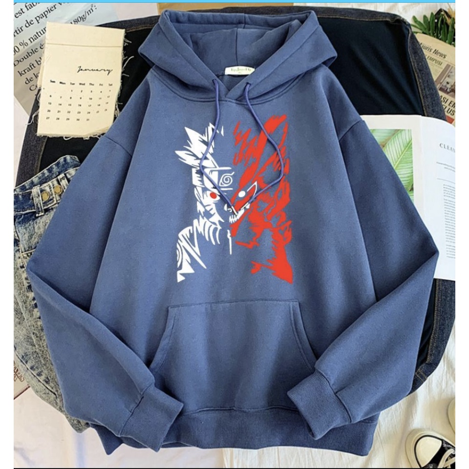 WOLF NARUTO Jumper Hoodie II Sweater Hoodie Anime II Sweter Oblong Topi II SIZE M - XL ( Pria &amp; Wanita / Anak &amp; Dewasa )