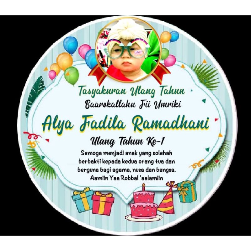 

STIKER LABEL NASI BOX TUMPENG MINI ACARA SYUKURAN ULANG TAHUN