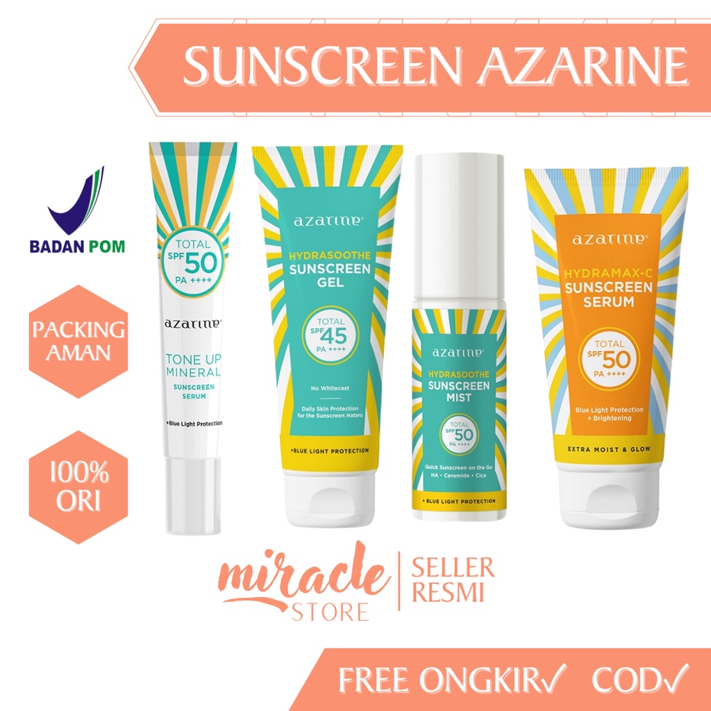 READY! AZARINE SUNSCREEN HYDRAOOTHE HYDRAMAX-C CICAMIDE CALM MY ACNE SUNSCREEN SPRAY MIST SUNSPRAY Azarine Sunscreen Series | SS Gel SPF 45 PA++++ - Hydramax C SPF 50 PA++++ - Cicamide - Calm My Acne