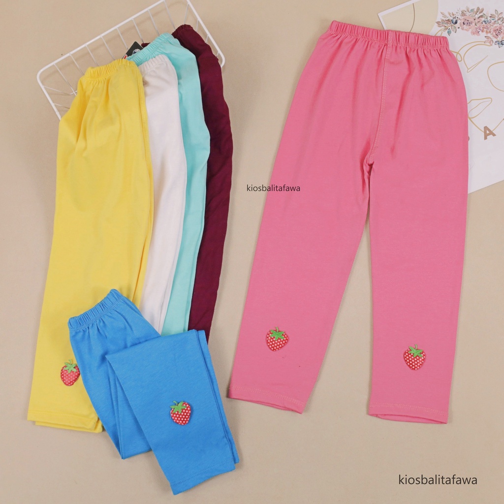 Legging Strawberry uk 3 - 7 Tahun / Bahan Kaos Panjang Polos Perempuan Leging Celana Ketat Pants