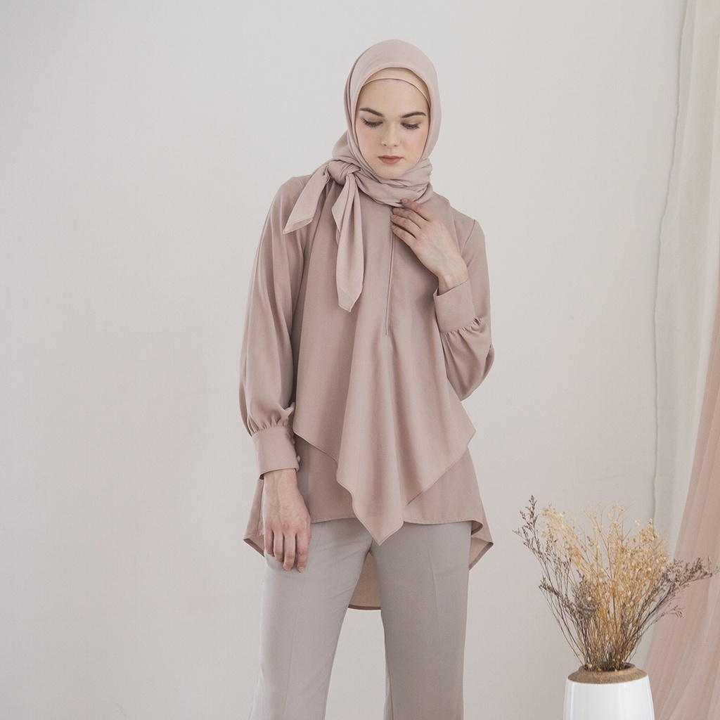 Dian by Aska Label - Atasan kantor basic lengan panjang dan busui friendly warna Putih (Berfuring), Burgundy, Sand, Mint, Mauve