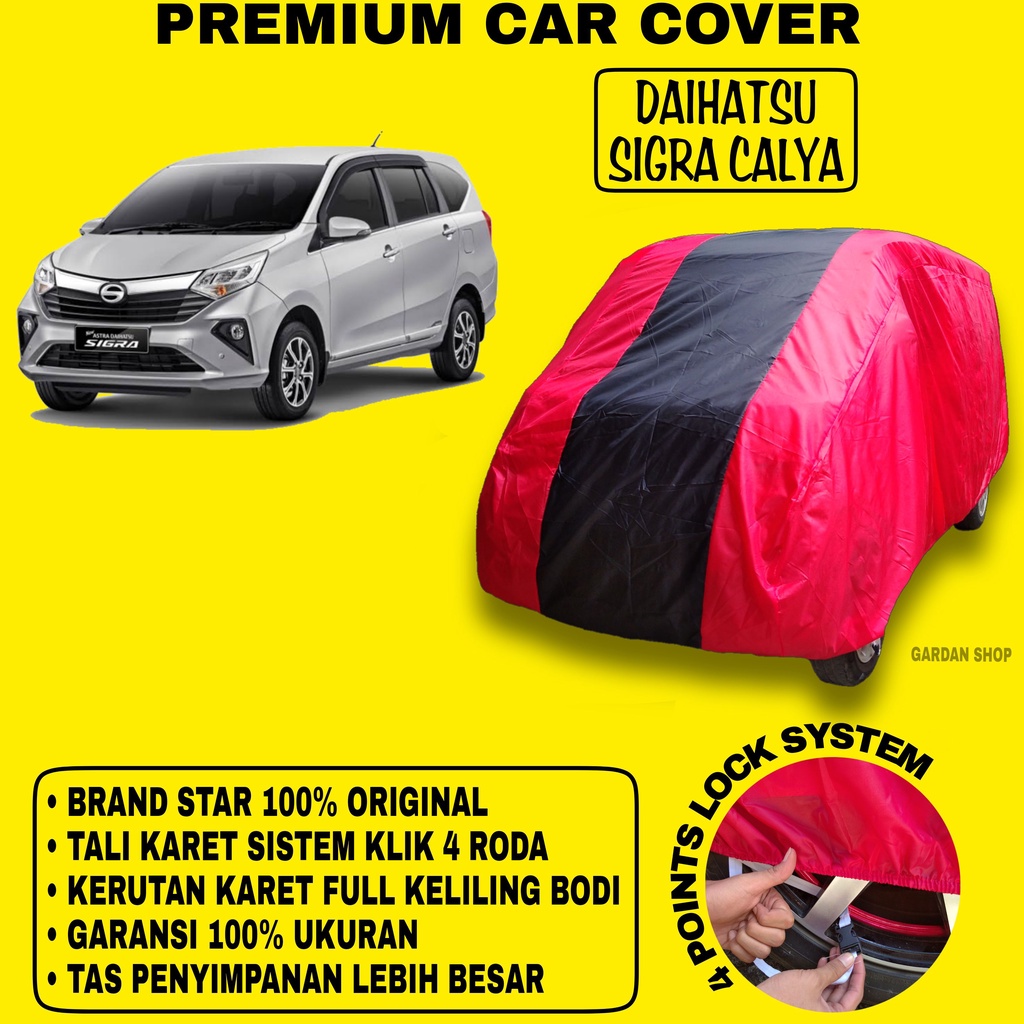 Body Cover DAIHATSU SIGRA CALYA MERAH HITAM Penutup Bodi Mobil Daihatsu Sigra Calya Waterproof PREMIUM