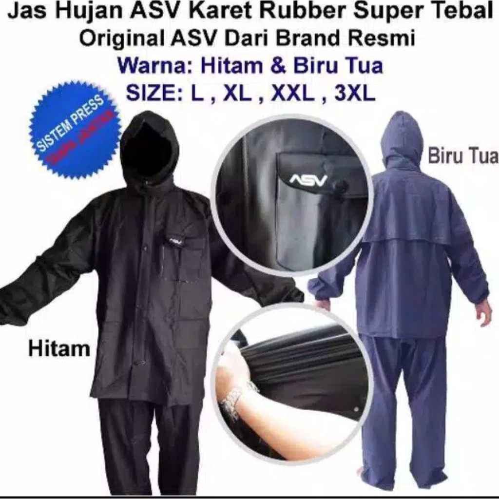 Jas Hujan ASV - Raincoat Mantel Hujan ASV Asli Original Rubber Karet Anti Rembes 100%