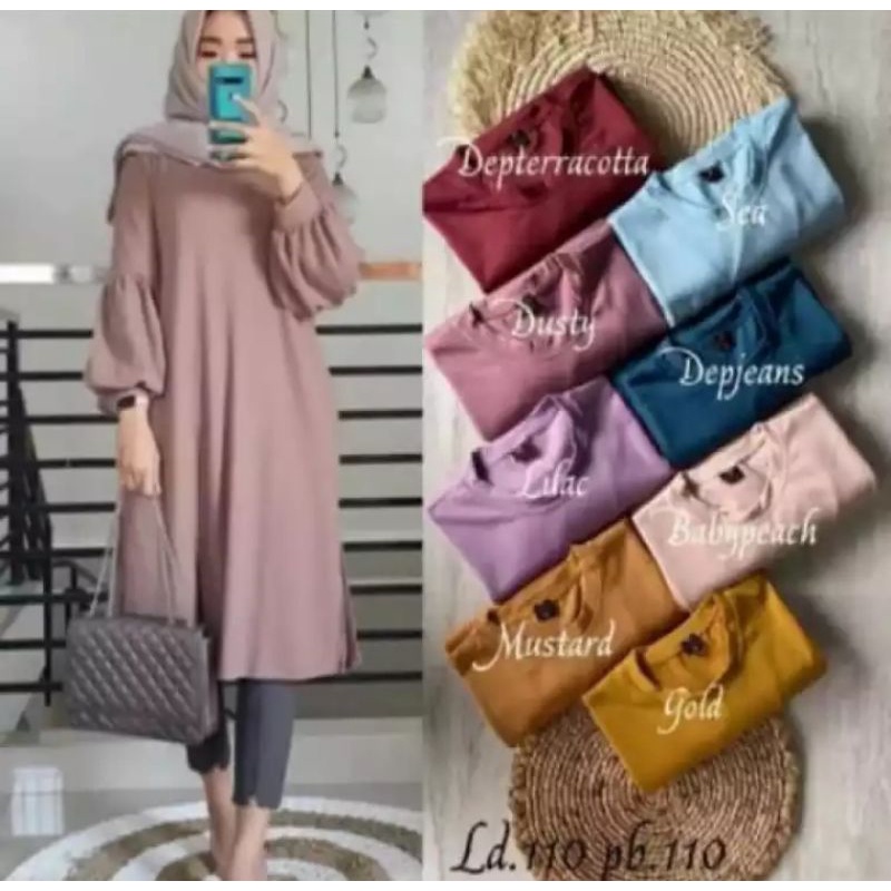 tunik wanita tangan balon terbaru/tunik wanita tangan balon terbaru